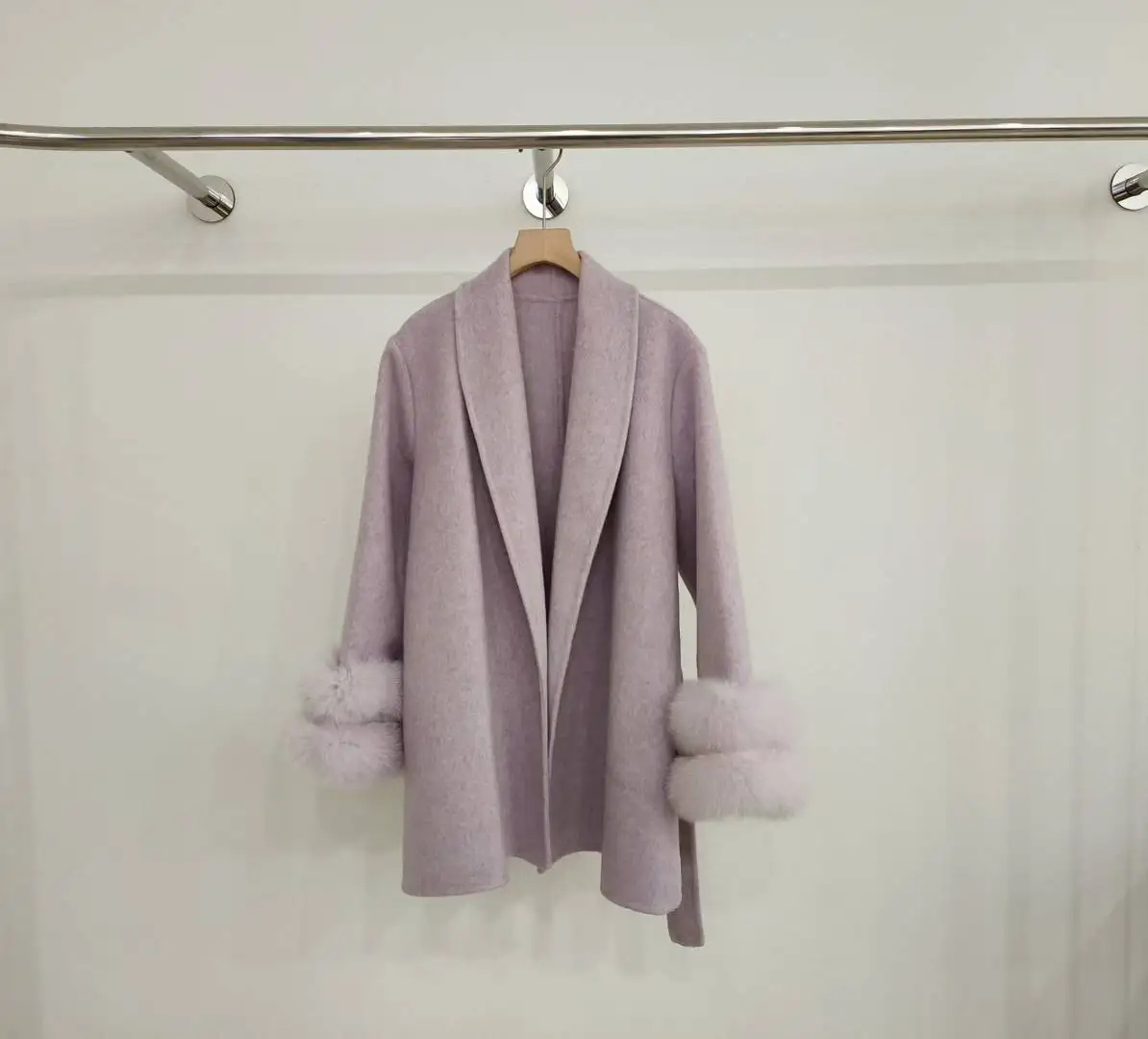 

Women's Double-Sided Cashmere Coat Autumn/Winter 2025 New Style- High-End Fox Fur Trim, Noble Lady Elegance Wool Blend Outerwear