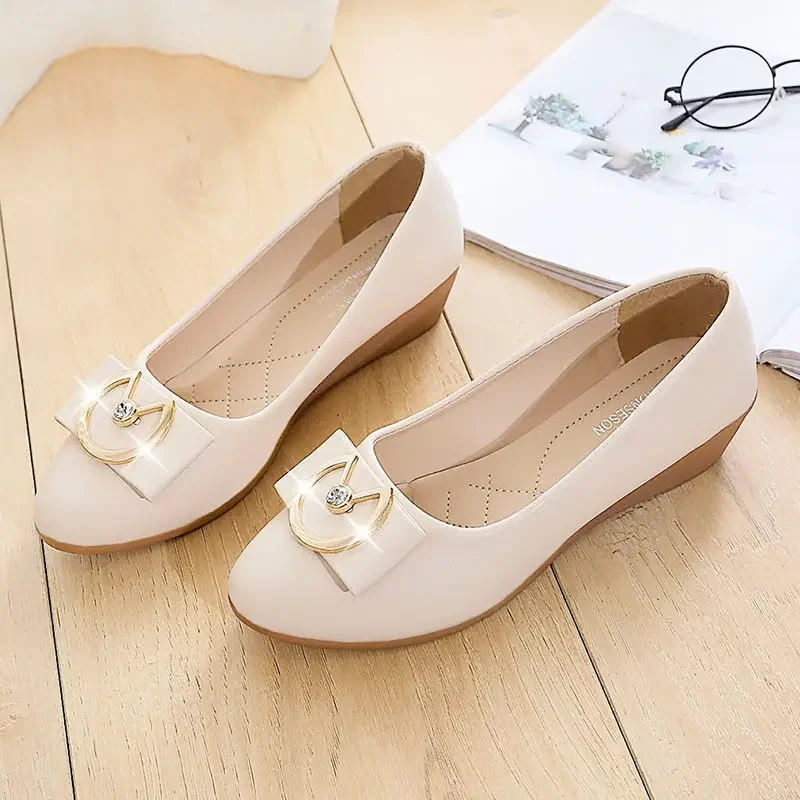 

Ladies Pumps Women's Shoes with Medium Heels Wedge Heel Round Toe Quick Delivery Spring Vacation Y2k Genuine Mark Chic Point 39