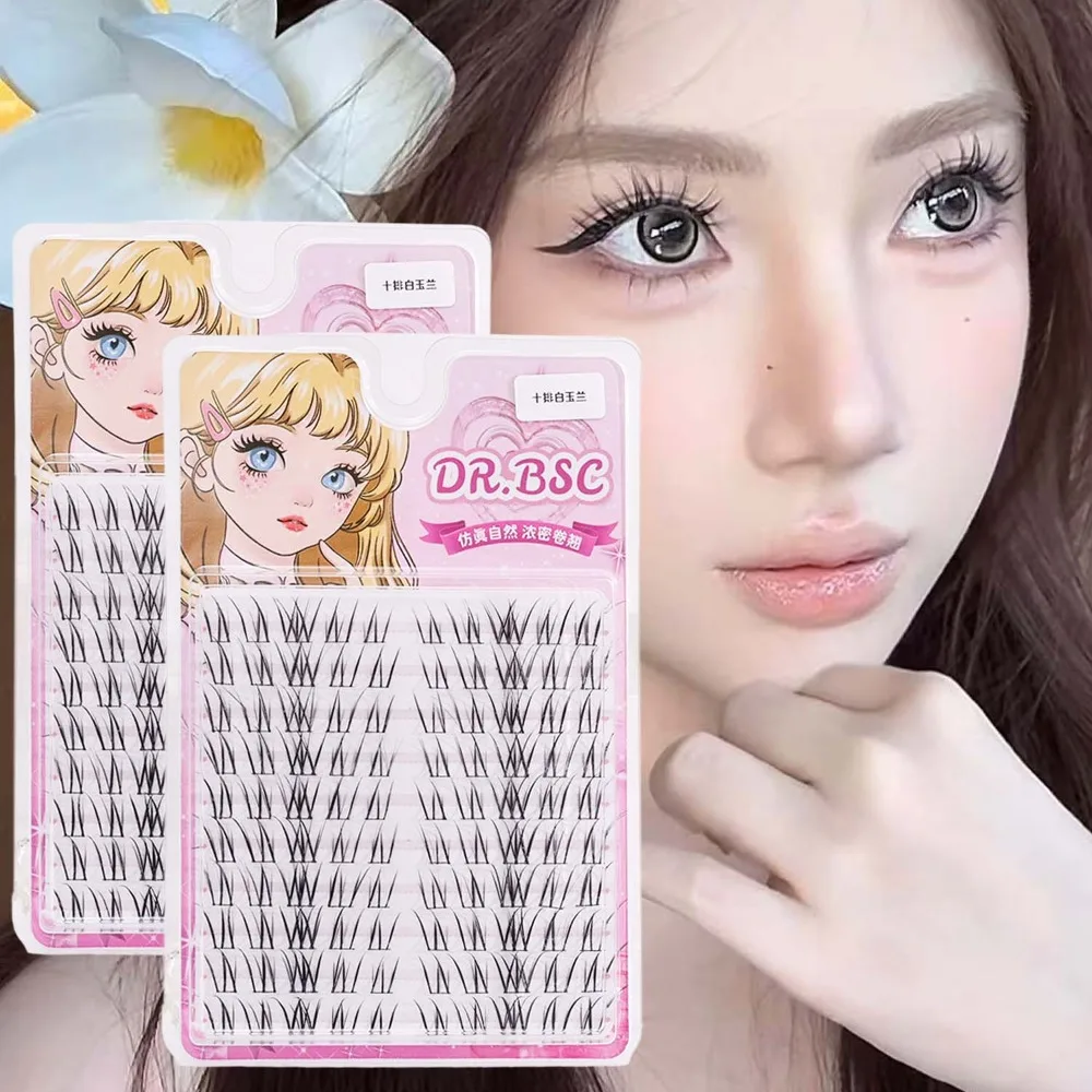 ขนตาปลอมแบบช่อ 10 แถว ขนตาปลอมสไตล์อนิเมะธรรมชาติ ขนตาปลอมแบบต่อขนตา รูปทรงช่อ สำหรับแต่งหน้า