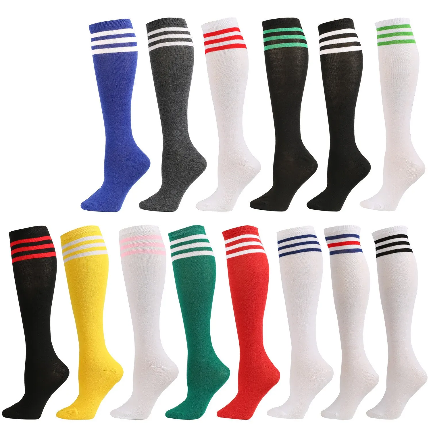 

Football 2 Non Pairs Slip Socks Long Tube Knee High Stockings Socks Striped Soccer Socks Running Sports Socks