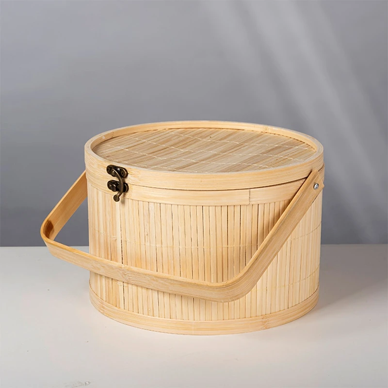 Bamboo Woven Baskets Antique Colored Pastry Specialty Gift Basket Vintage Bamboo Woven Lunch Box Basket