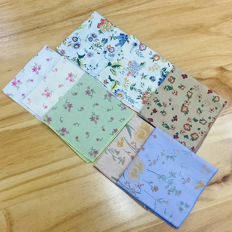 26x26cm Pure Cotton Flower Printed Womens Girl Hankies Handkerchiefs Soft Portable Children Square Hand Towels Party Gift