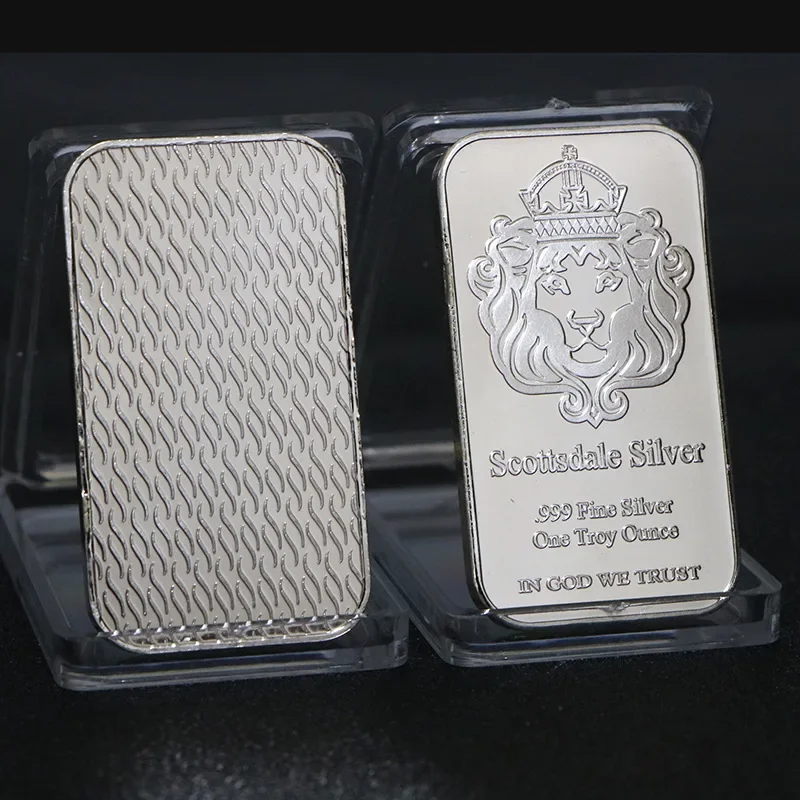 1PCS Scottsdale Silver 999 Fine Silver One Troy Ounce 1 Bars Bullion In Gold Coin With Display Case gift collection