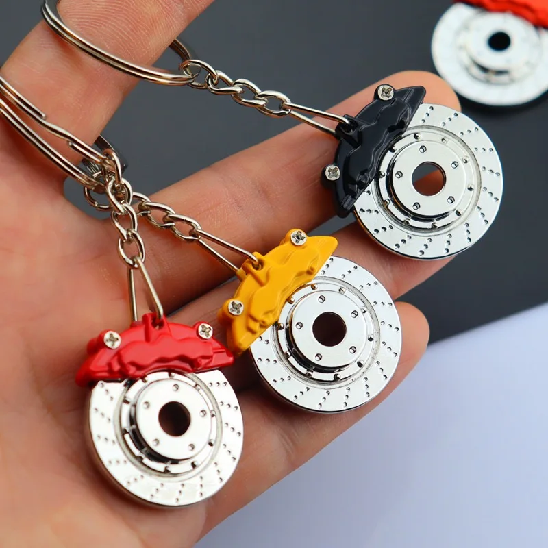 Vintage & Cartoon Car Mod Keyring Unique Brake System Metal Keychain Disc Caliper Alloy Decorative Accessory Fashion Style Key