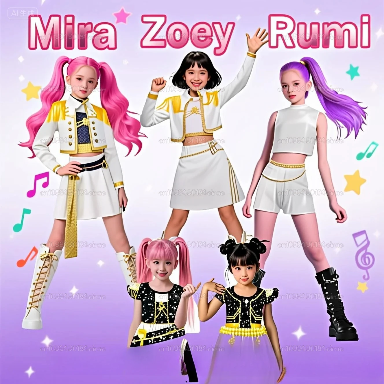 

New Rumi Zoey Mira Cosplay Costume Set Costume Dresses Clothes Outfit 3D Printed Girl Group Stage Halloween Dress Up