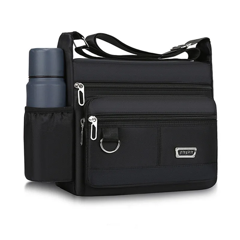 Mens Casual Multifunctional Crossbody Bag, Large Capacity Tools Storage Bag, Classic Shoulder Bag, Multi Layer Zipper Travel Bag