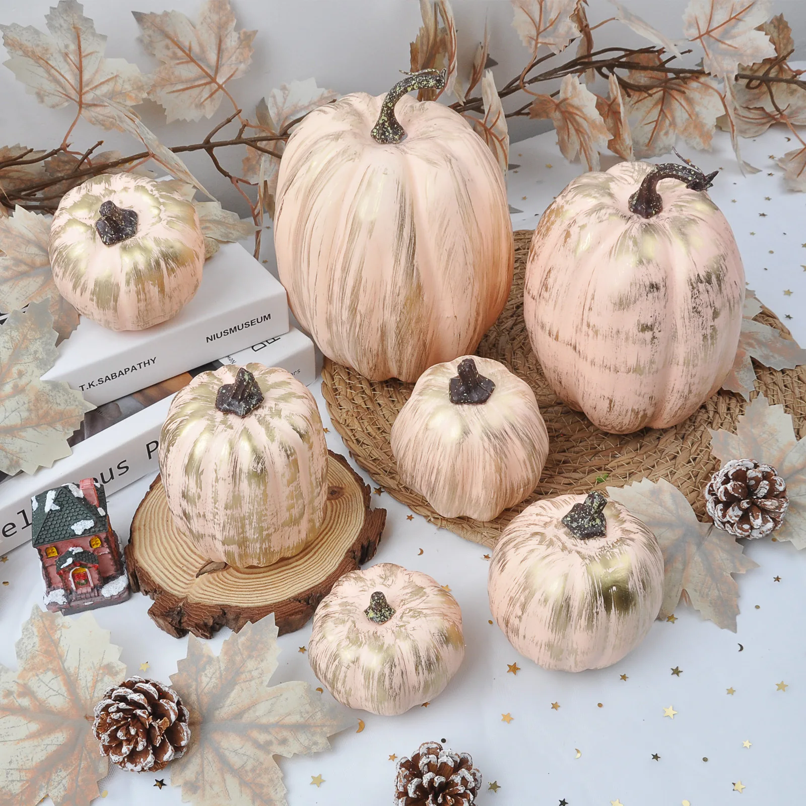 1Set Halloween Pumpkins Decor Foam Fake Pumpkins for Autumn Thanksgiving Halloween Farmhouse Table Realistic Decorations - view 4
