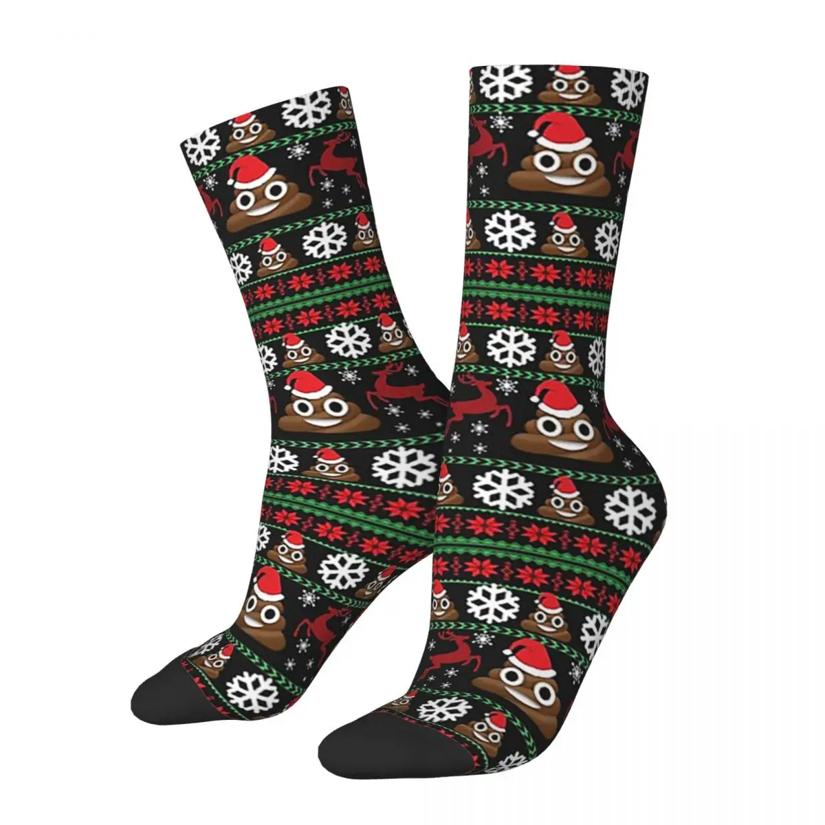 Cocô engraçado presentes de natal meias feias harajuku meias absorventes de suor durante toda a temporada meias longas para presente de aniversário unissex