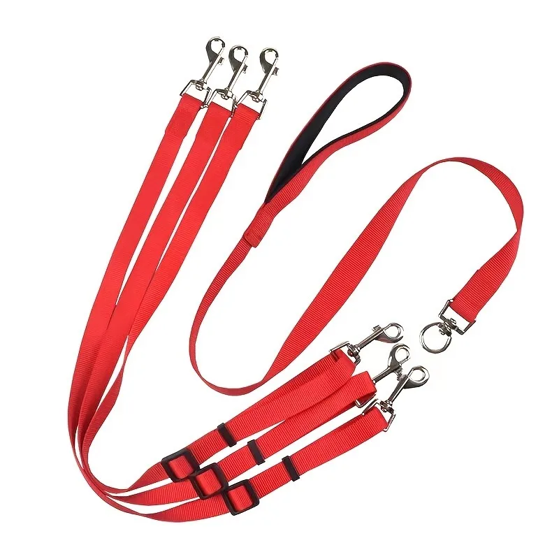 Robuste 3-in-1-Hundeleine aus Nylon mit gepolstertem Griff für Spaziergänge im Freien, Autoreisen, Wandern und Camping – Drei-Wege-Haustierleine – Detail 9