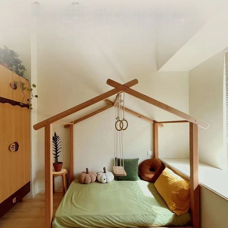 سرير المصاصة من خشب الصندل الأحمر الأفريقي سرير أطفال تلسكوبي للأولاد من الخشب الصلب بالكامل بيت شجرة الأميرة سرير بيت الرياح