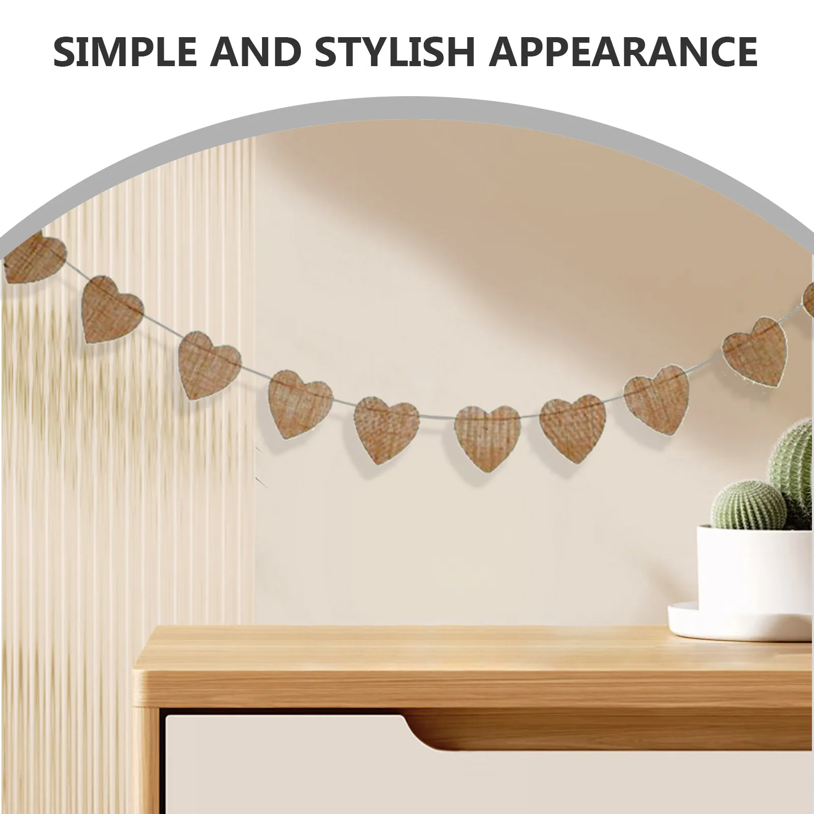 Blank Heart Burlap Banner Garland Valentine's Day Rustic Love Decoration DIY Heart Shaped Bunting for Wedding Anniversary