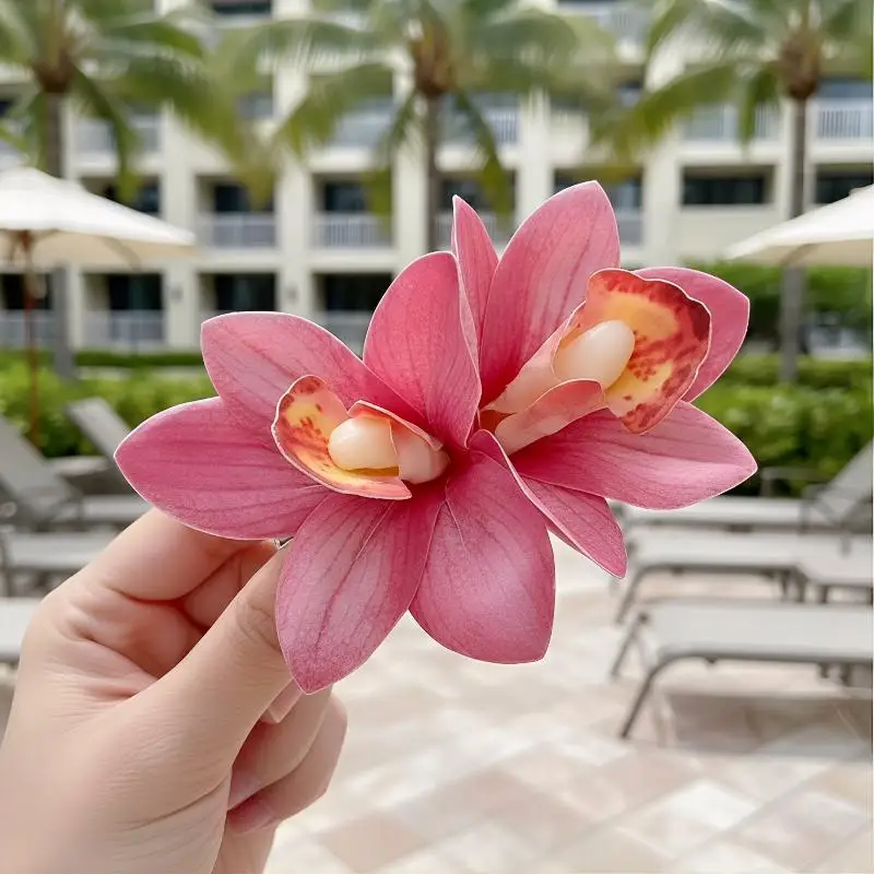 Hawaii Bridal Canna Flowers Hairpins - Bohemia Small Hair Clips for Wedding & Vacation, Elegant Tropical Hair Accessories