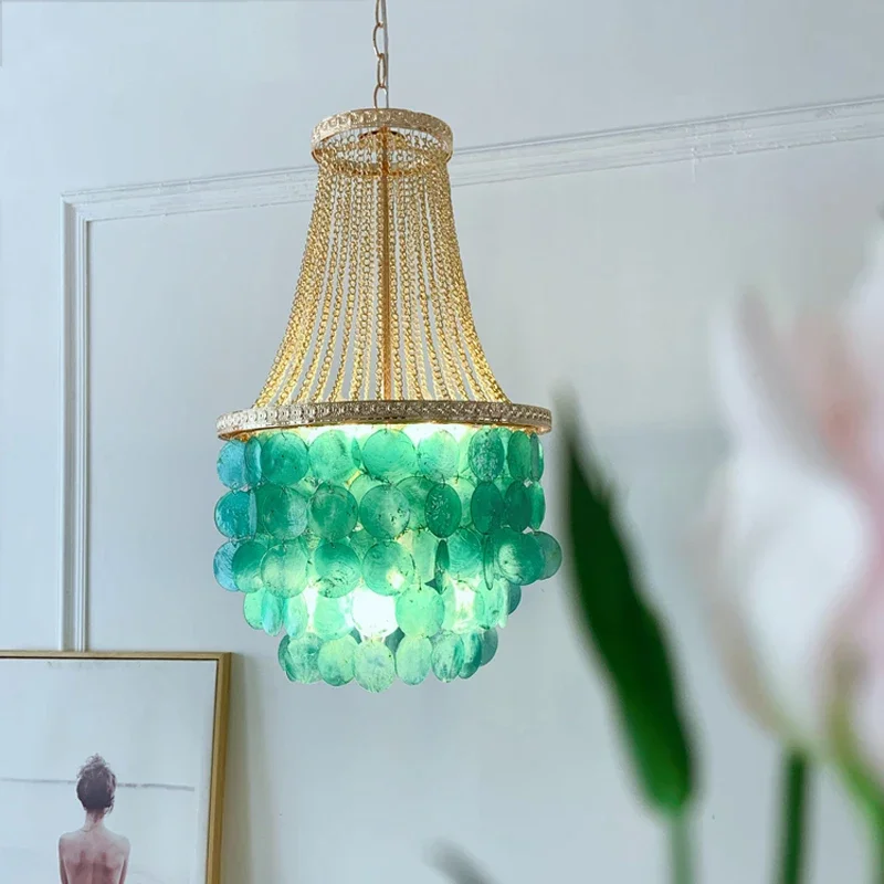 aipaite french shell chandelier abajur abajur adequado para sala de estar sala de jantar quarto moderno azul branco 01