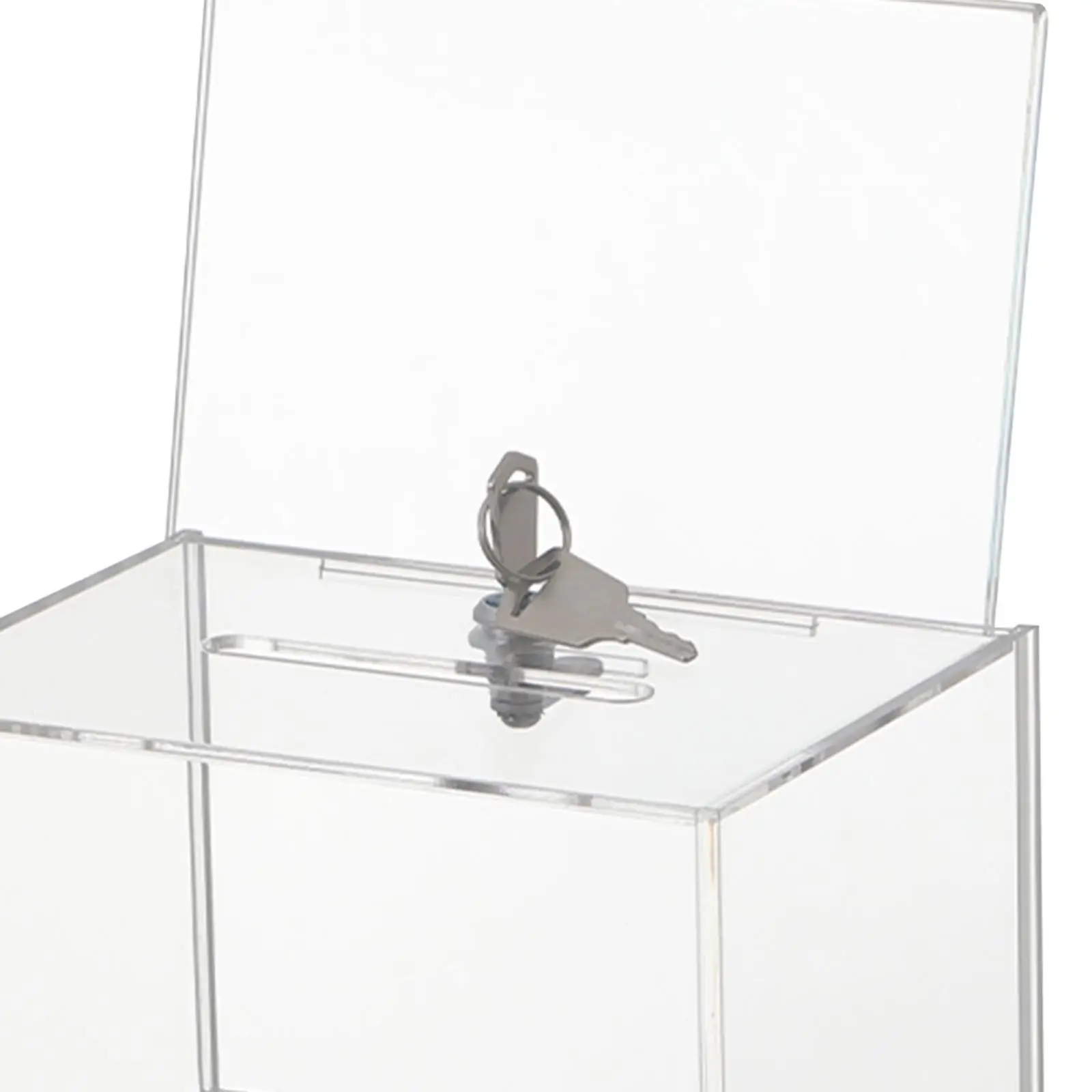 Spendenkoffer aus Acryl, transparent, mit Schloss, Sammelbox für den Schreibtisch