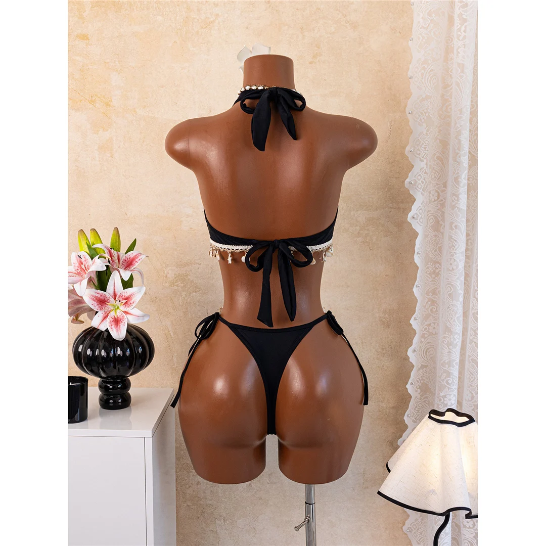 S - XL, Badeanzug mit V-Ausschnitt und Rüschen, Damen-Badebekleidung, Cut-Out-Monokini, gepolsterter Badeanzug, einteiliger Badeanzug, Damen, K8573. – Detail 7