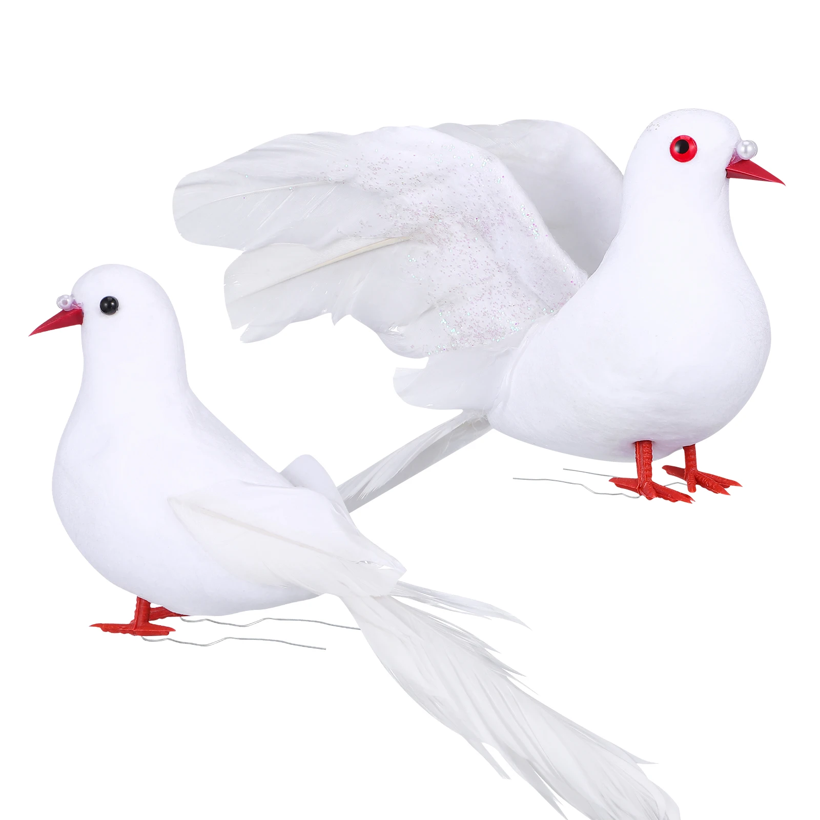 

2 Pcs Artificial Peace Pigeon Decoration Wedding Crafts Bird Statue Flying Imitation Home Garden Display Reusable Ornament