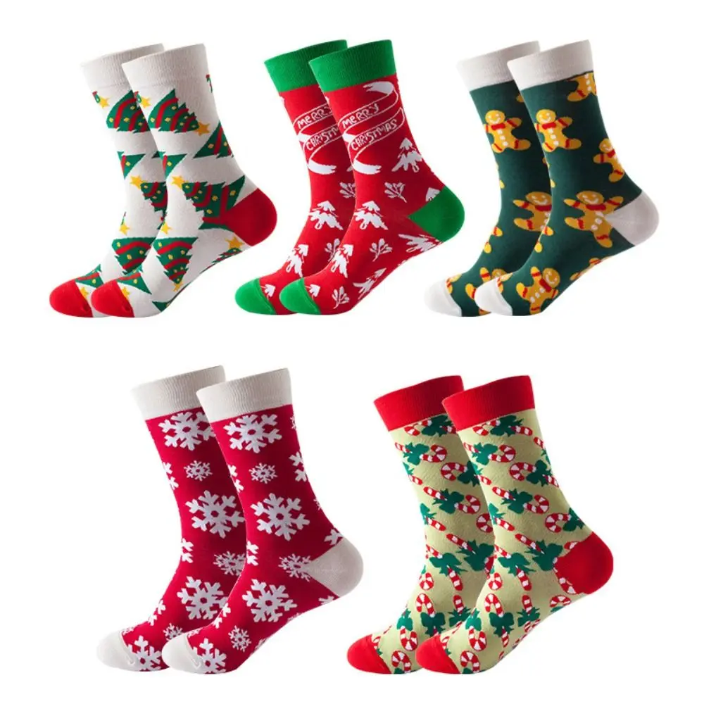 

Breathable Cotton Hosiery Snowflake Christmas Tree Girls Gift Mid-Tube Socks Women Socks Christmas Socks Korean Style Socks