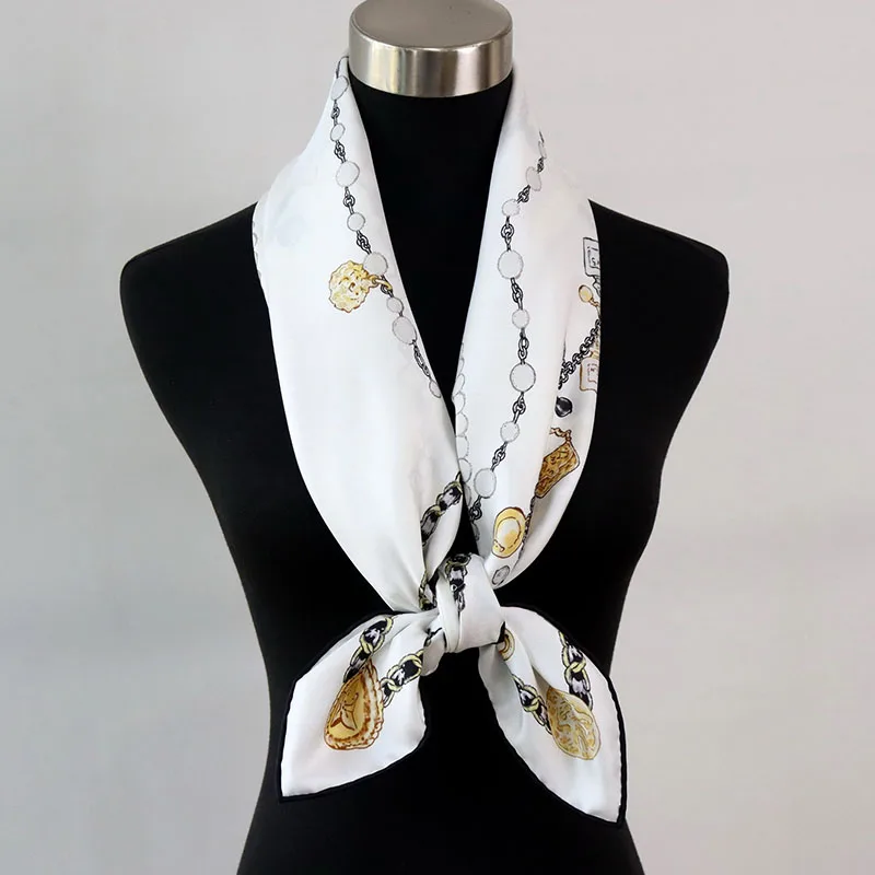 Immagine 4: Sciarpa in Seta 100% Pesante da Donna, Elegante Foulard Quadrato Grande in Seta, Sciarpa per Capelli, Hijab 88x88CM
