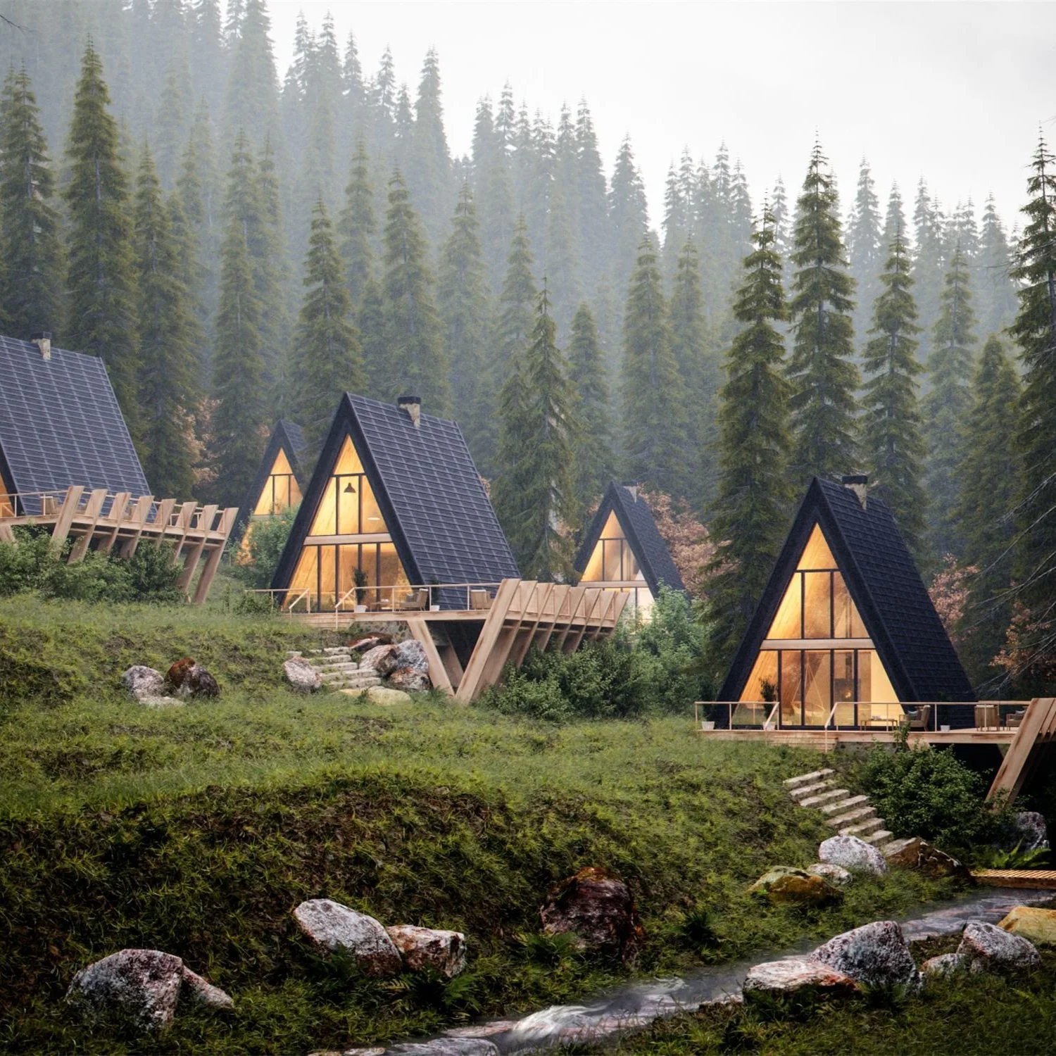 Casa de estructura triangular, cabina pequeña, casa triangular Modular prefabricada, casa de lujo con marco para vivir