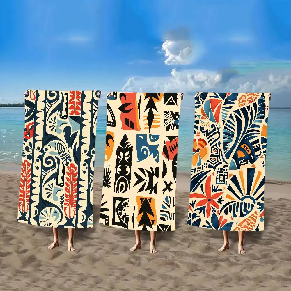 

P-Polynesian tribal map Towel Mountain Climbing Yoga Beach Swimming Running Absorbent Soft Towel