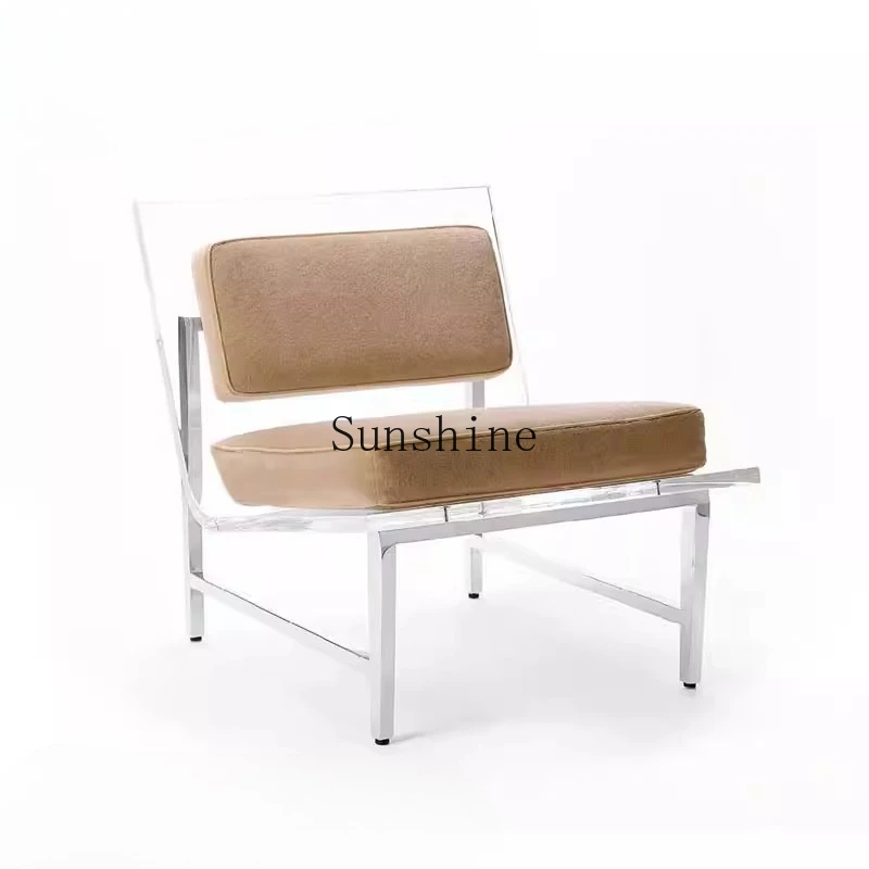 

Italian minimalist lazy sofa chair transparent acrylic single leisure recliner