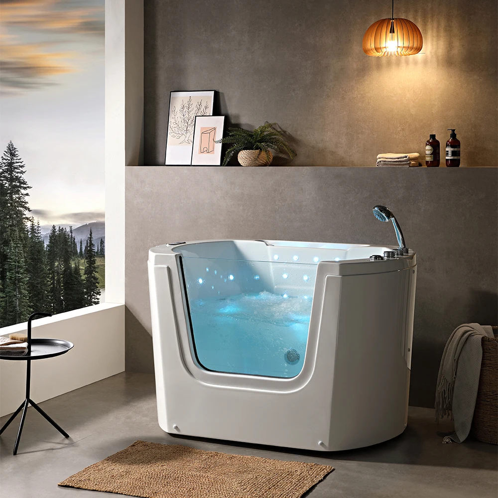 Baby Tub Modern Crown-Shaped Folding Bathtub Quality Baby Bath Freestanding Installation Drainer Massage Whirlpool Bathtub