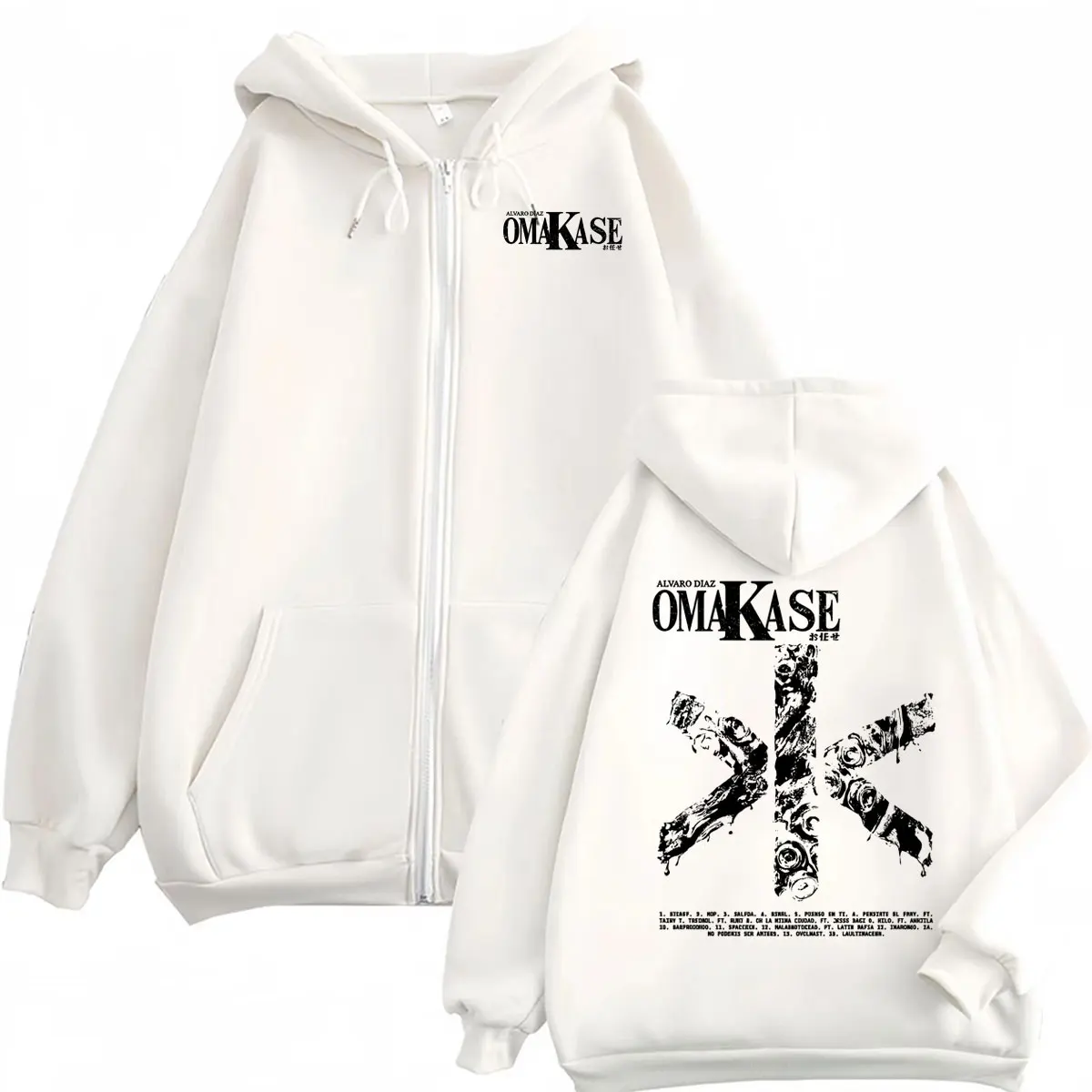 Alvaro Diaz Omakase Album 2026 Reißverschluss-Hoodies für Männer und Frauen, Hip-Hop-Pop-Musikjacke, Sweatshirts, Bodywarmer, gemütliche Kapuzenjacke mit Reißverschluss – Detail 7