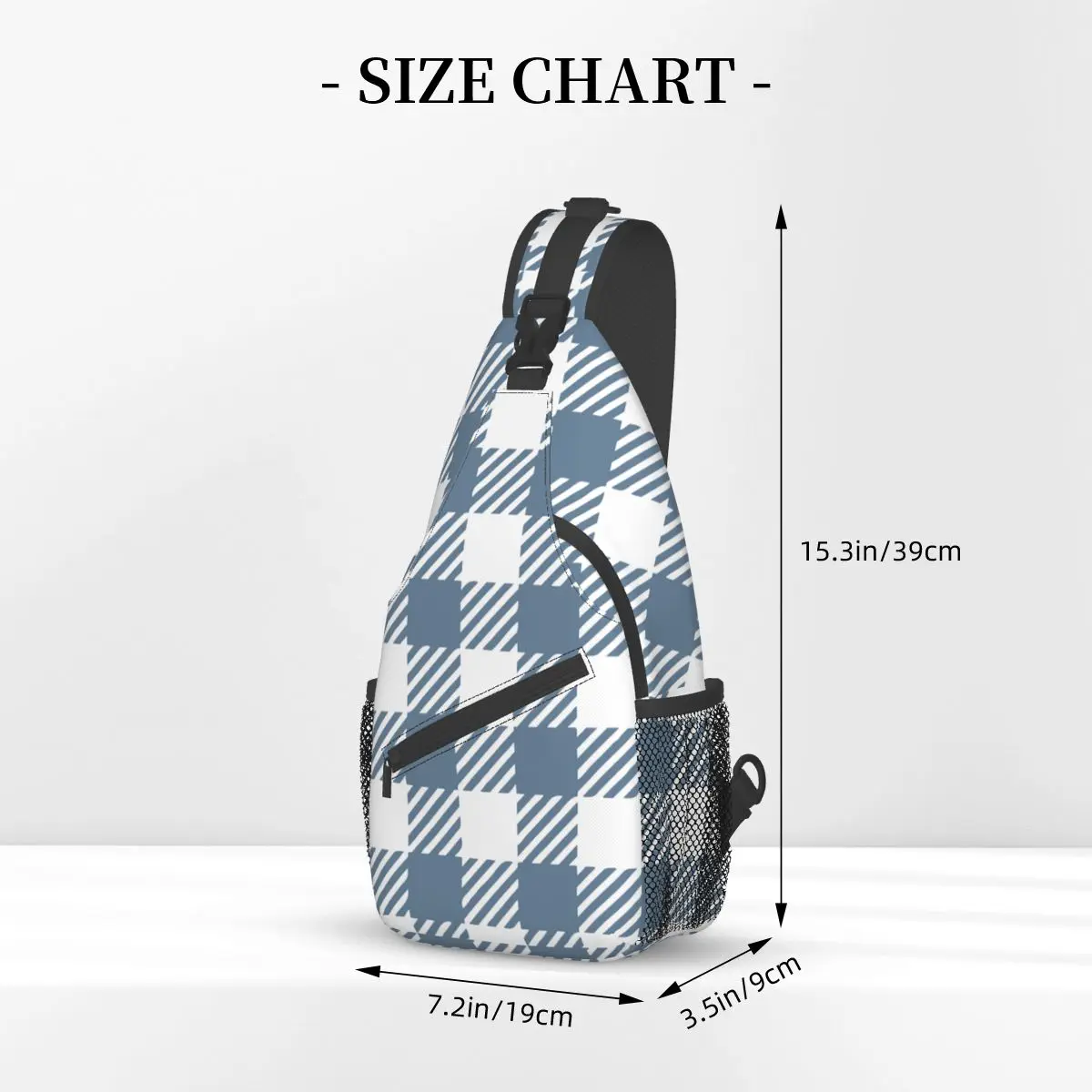 Gingham-Mochila pequeña a cuadros para deportes al aire libre, morral de hombro cruzado en el pecho, patrón de rayas de búfalo