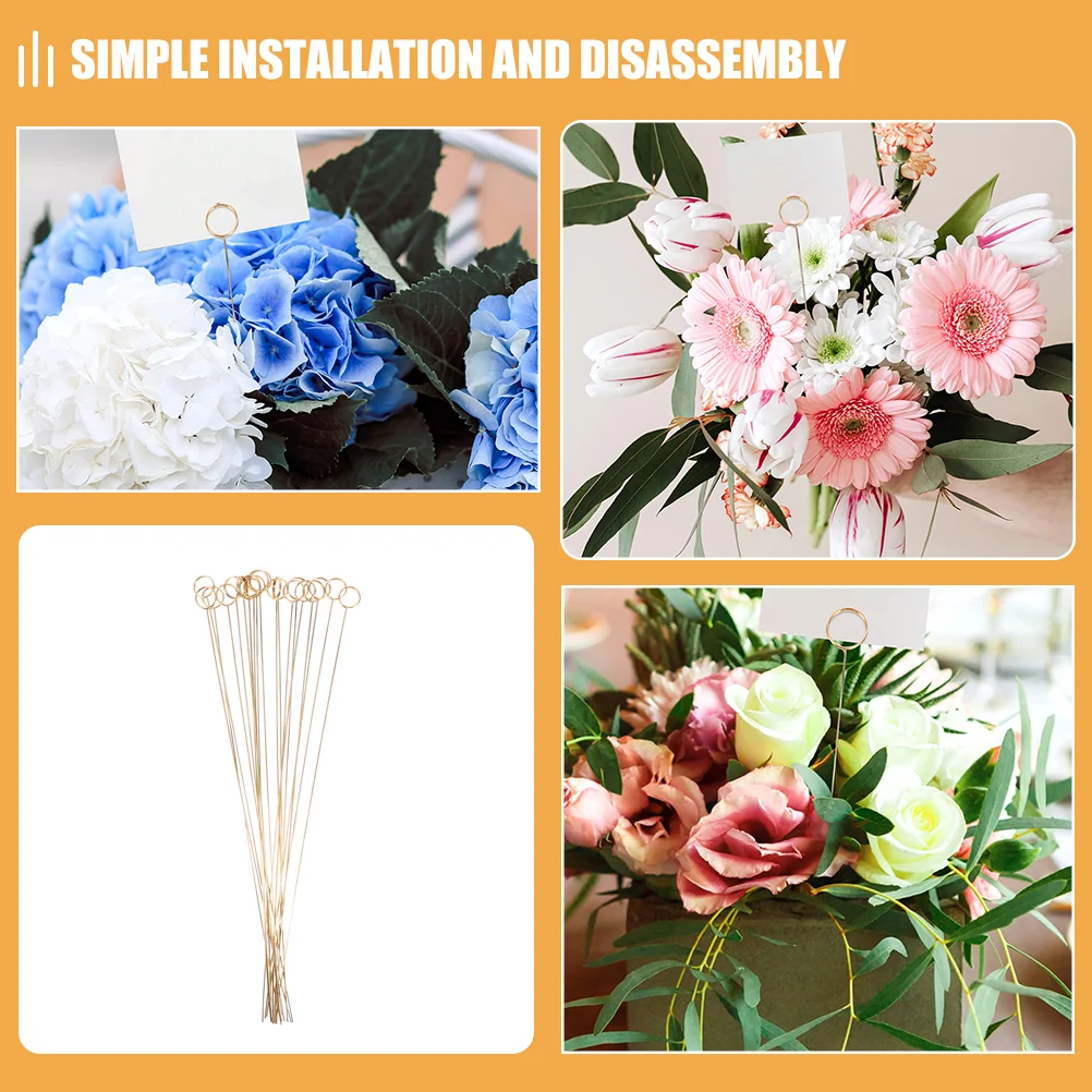 40 Pcs Flower Sign Card Holder Floral Party Bouquet Metal Cards Memo Clamp Pick Memorandum