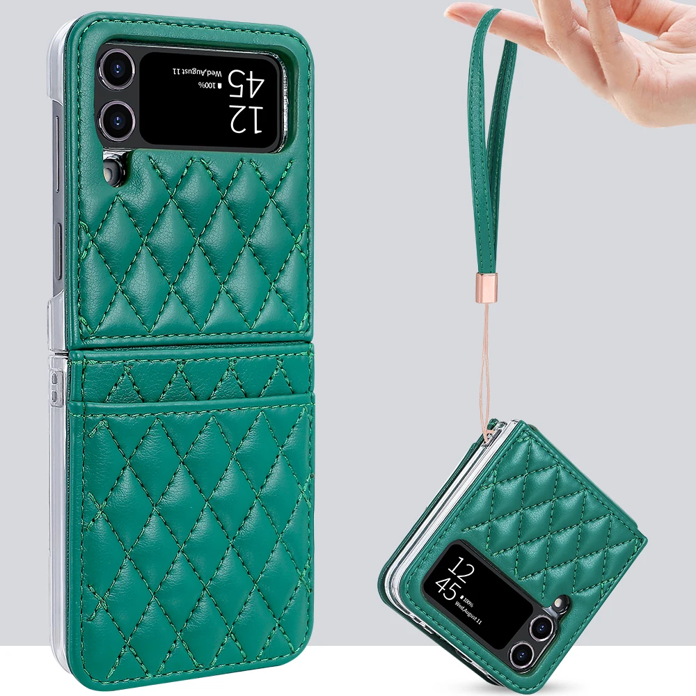 VIETAO Premium PU-Leder Handyhülle für Samsung Galaxy Z Flip 8 Flip7/6/5/4, Z Flip 8 Handyhülle mit Handgelenkschlaufe und Kartenfach
