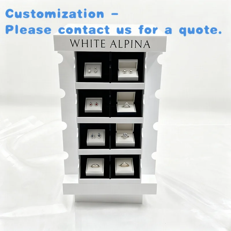 

custom.4-Tier Jewelry Showcase Earring Card Display Stand Rotating Jewelry Box Acrylic Display