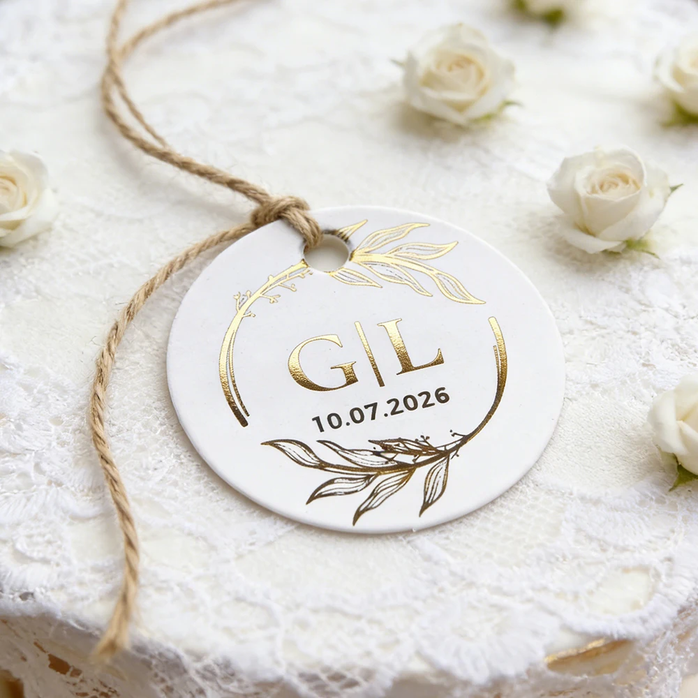 35mm Circular Label Customization, Personalized Tag, Gold Text, Any Text Can Be Customized,Box Gift Key Candy Wedding Flowers