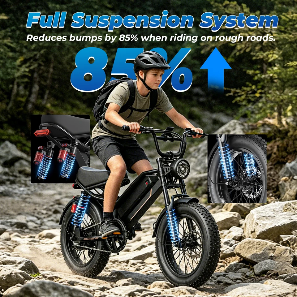 Electric Bike with Peak 2000W Motor, 600Wh Battery Electric Bicycle, Fat Tire Dirt Bike with Cruise Control, 55 Miles Moped Ebike that Suitable for Small Riders & Teenagers image 5