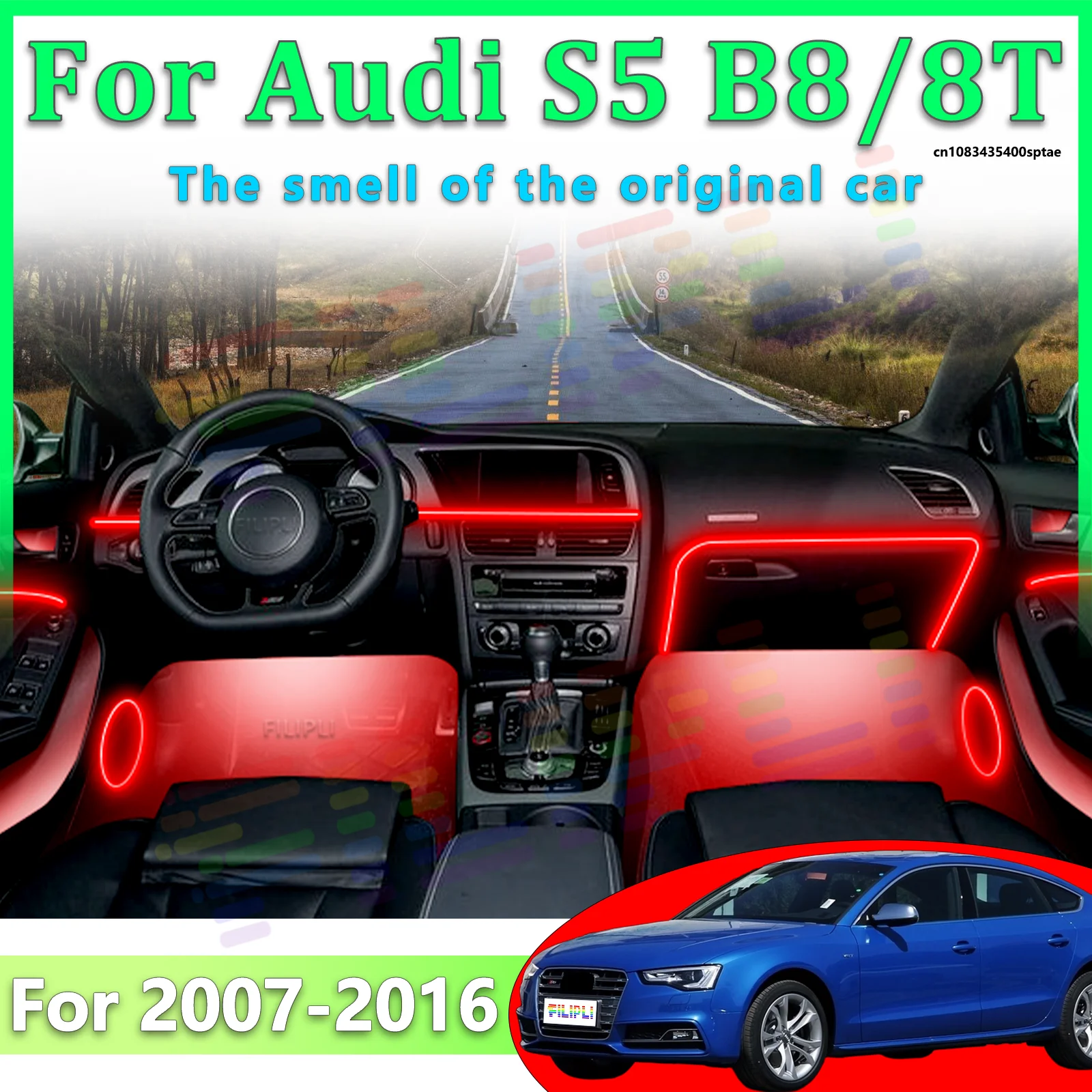 

For Audi S5 B8/8T 2007-2016 Elite Stealth Acrylic Vehicle Interior Ambient Lighting RGB Mobile APP-Controlled Glow LED