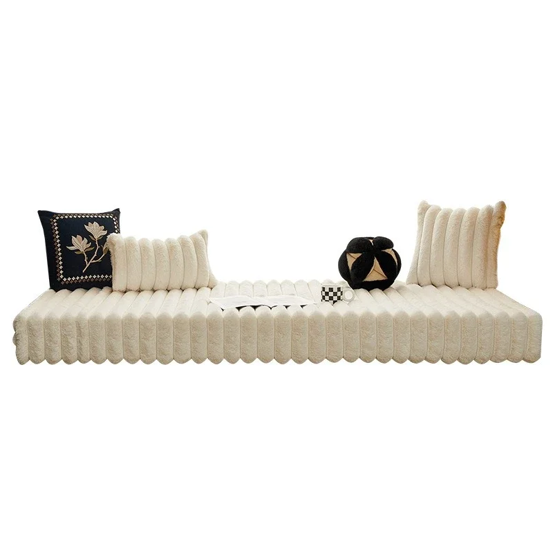 

Striped rabbit plush bay window mat, window sill mat, thickened sponge, removable and washable tatami seat cushion