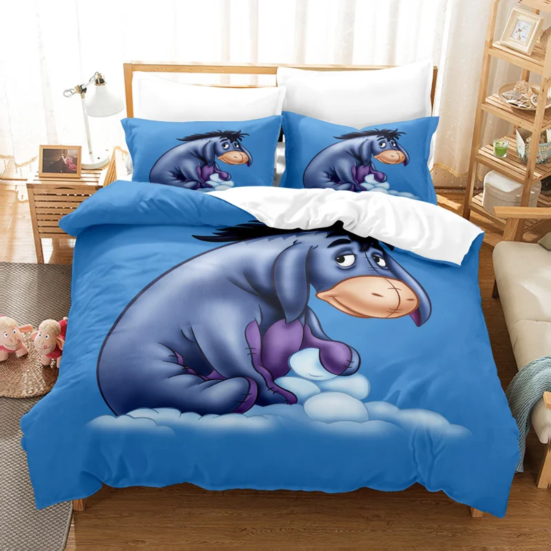 Disney Winnie The Pooh Eeyore Bedding Suit Quilt Cover 3D Printed Bedroom Bed Cover Bedclothes 2/3pcs Anime Room Decoration Gift