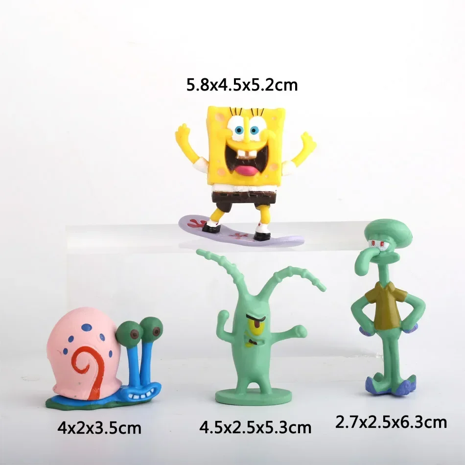 8pcsAnimation Kawaii Sponges Bobs Patrick Star Figure Toys Cartoon Sponge Bobs Bobs Figure Toys for Children Xmas gift