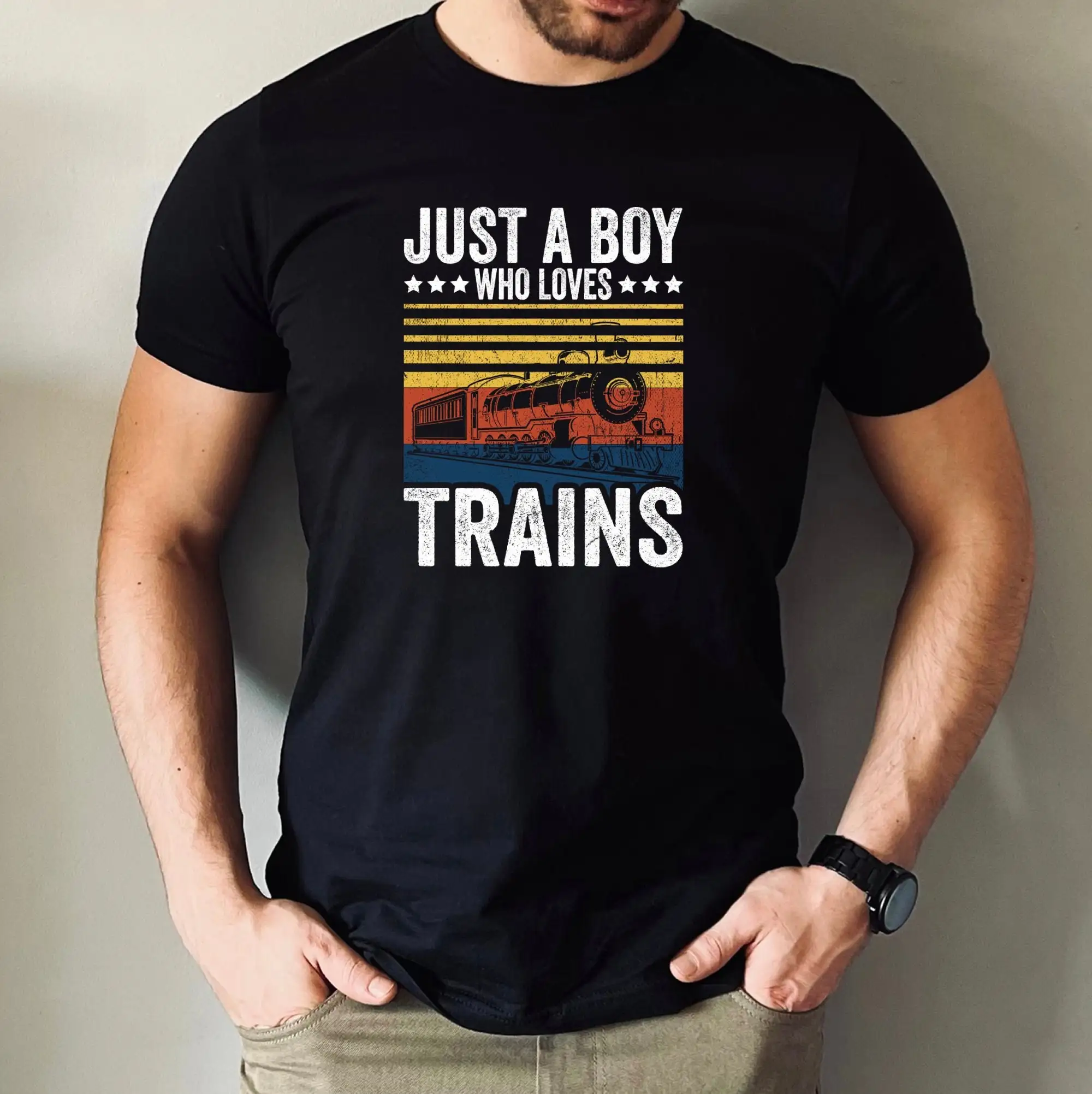 Boys Train T Shirt Kids Steam Engine Birthday Set Model Railroad Locomotive S