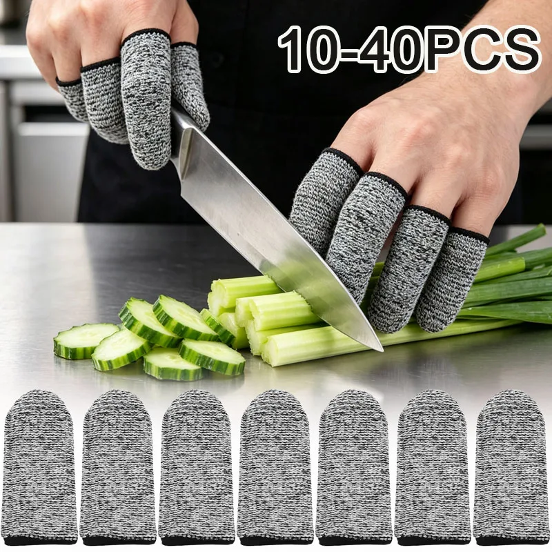 10-40PCS Cut Resistant Finger Guards Level 5 Thick Elastic Finger Sleeves Wear Resistant Protective Sleeves for Picking Carving