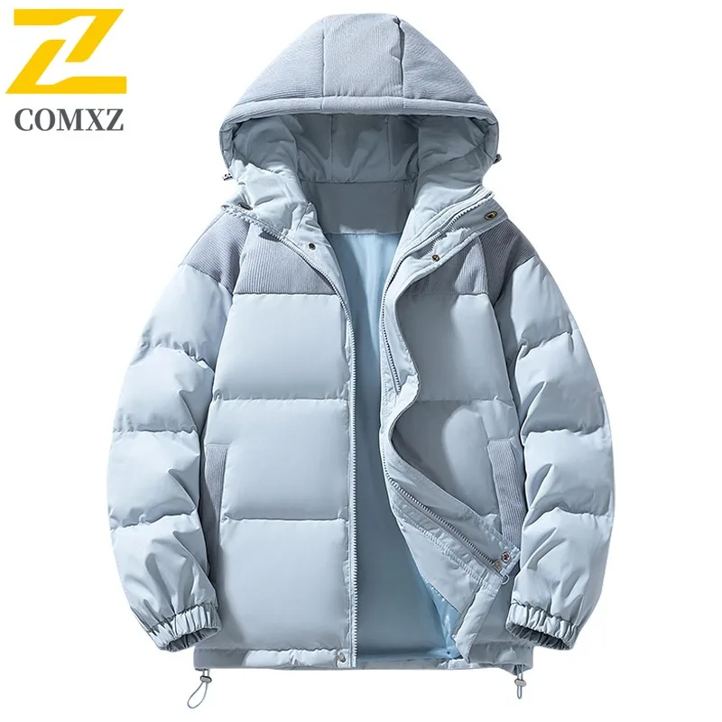 COMXZ Mens Down Jacket Hooded Outdoor Adventure Multi Functional Coat Solid Color Comfortable Lightweight Winter New Clothing