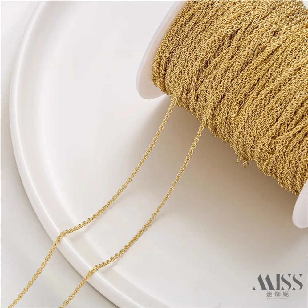 14K Gold Twist Chain Loose Chain Bare Chain DIY Handmade Bracelet Necklace Tail Chain Earline Fringed Jewelry Accessories