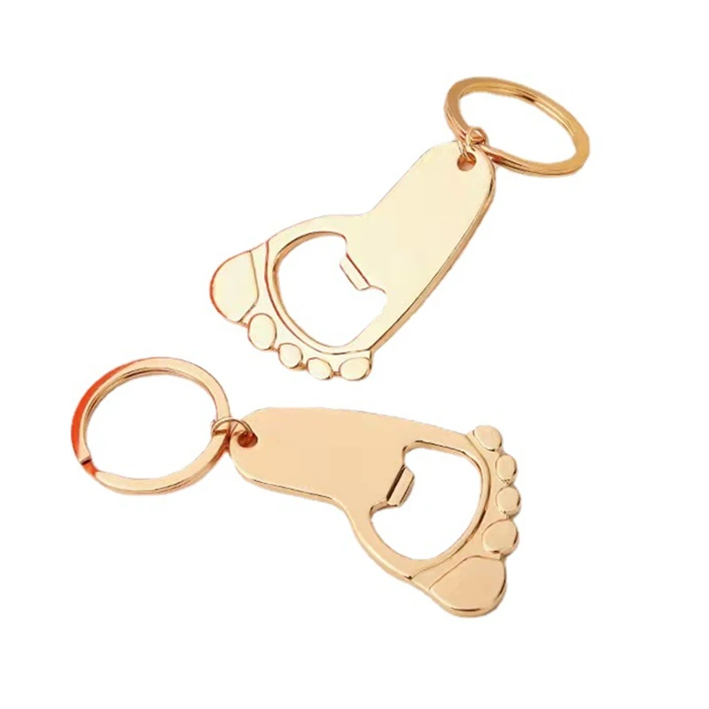 Personalisierter Schlüsselanhänger mit Babyfuß-Form und Flaschenöffner, Gastgeschenk für Babyparty, Taufe, Feier, Souvenir für Gäste – Detail 6
