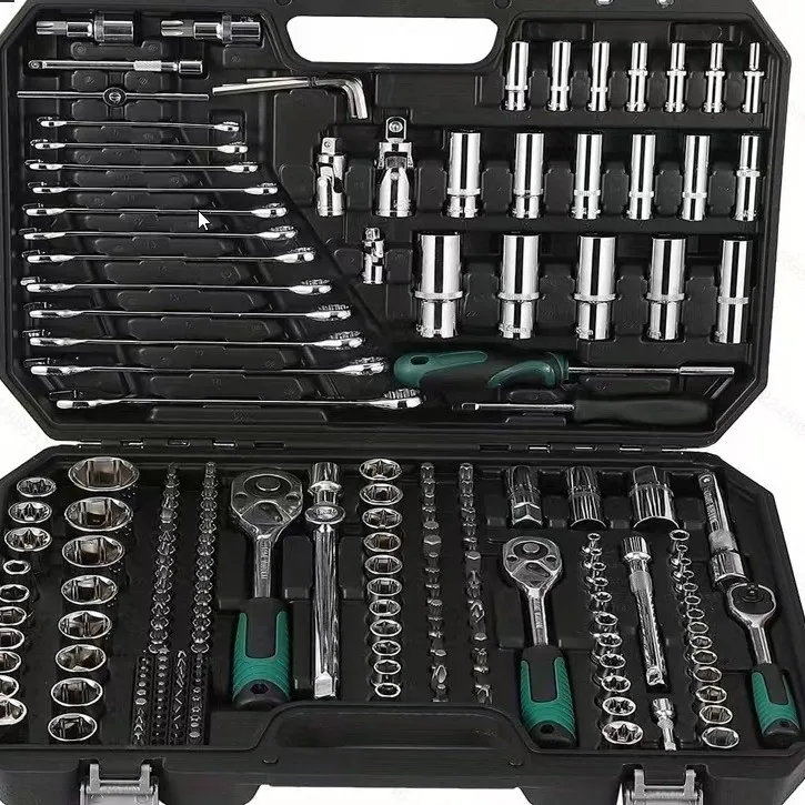 216 Piece Ratchet Wrench Tool Box Set Socket Spanner Kit for Car Repair Automotive Mechanical Maintenance with Blow Molded