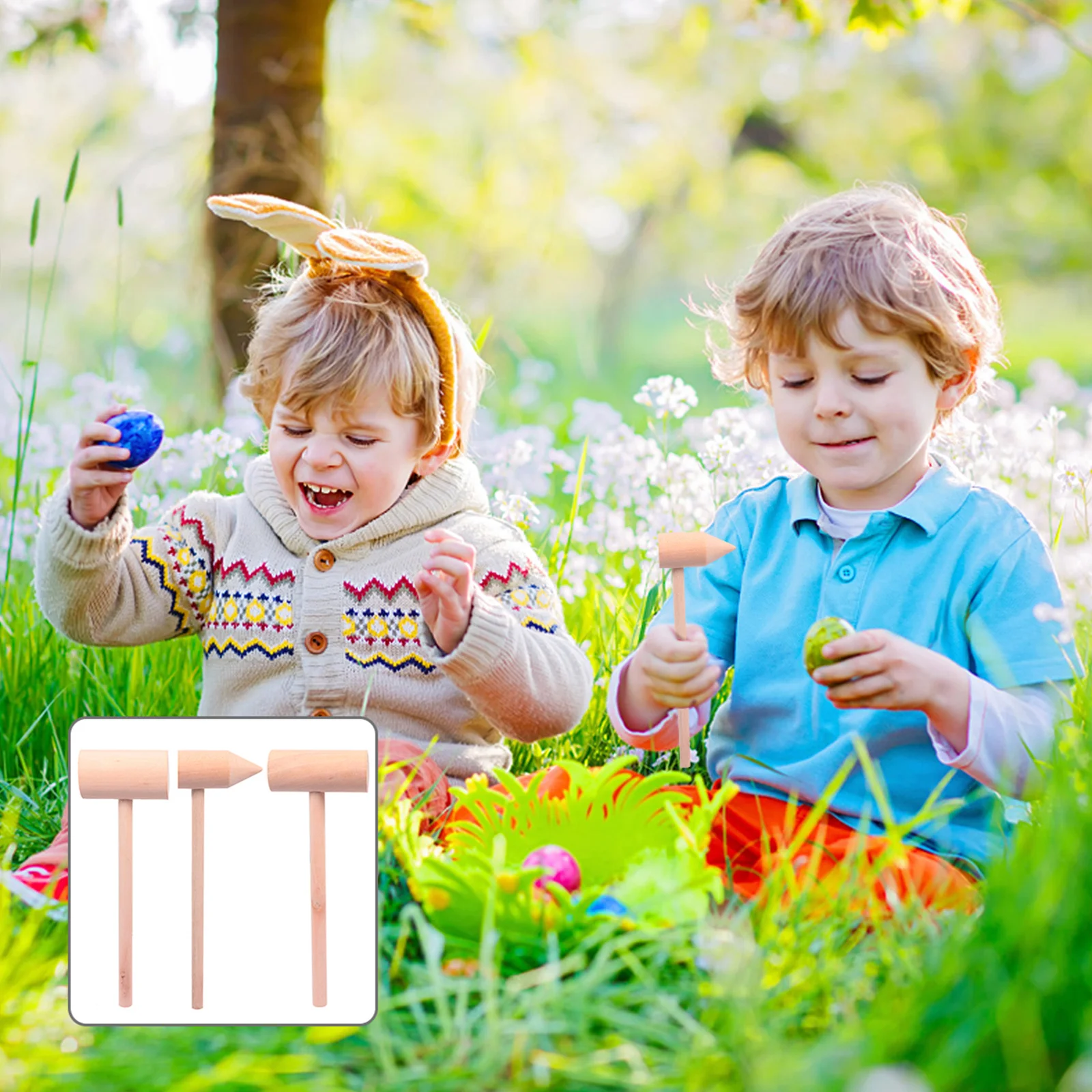 5-teiliger Hammerhammer aus Holz, glatt, sicher, Kindertrainingsgerät für die Muskelentwicklung, Mini-Schlägel für Kinder, Zuhause, Restaurant, Konditorei