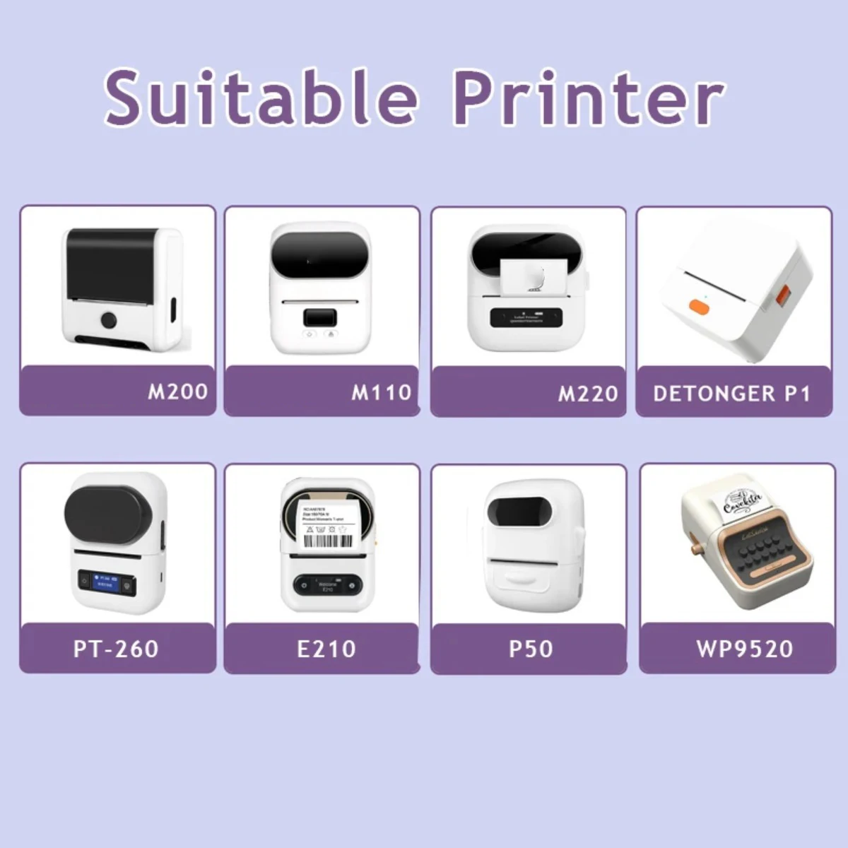 ملصقات ملصقات مطبوعة باللون الأبيض - لاصق قوي، مقاوم للماء ولا يوجد تجعيد! متوافق مع صانعات الملصقات M110/M220/M221 للمنزل