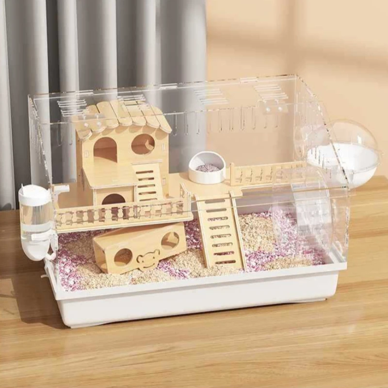 Anti-escape Hamster Cage Breathable Large Golden Hamster Feeding Box Removable Multifunctional Cage Small Animal House Habitat