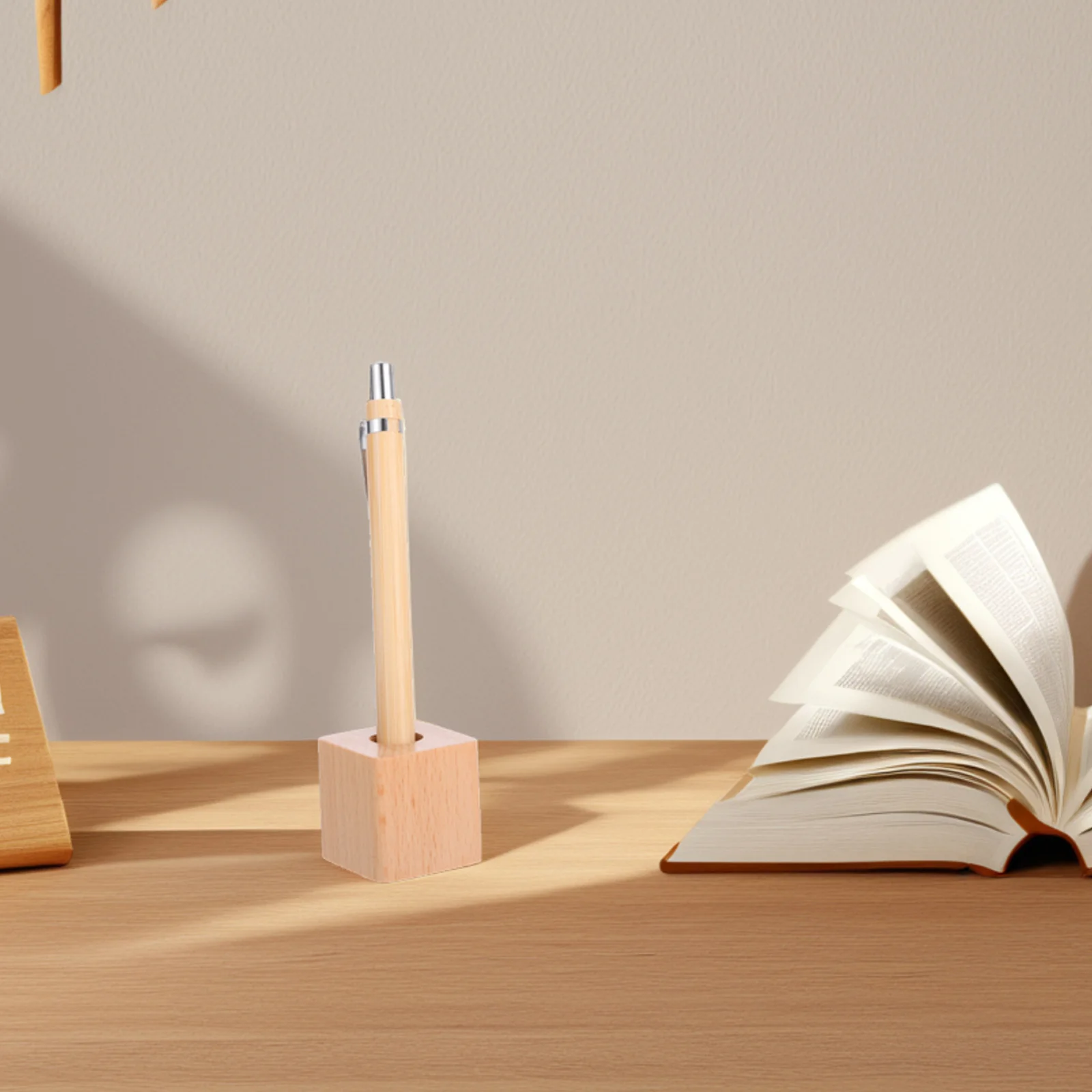 حامل قلم واحد منظم سطح المكتب الخشبي ديكور المكتب الجمالي حامل قلم تصميم بسيط للمدرسة للاستخدام المنزلي ملحقات المكتب #3