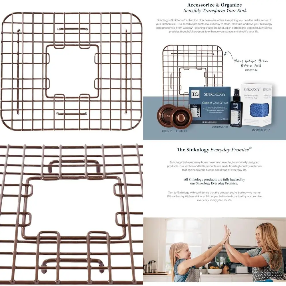 

Antique Brown 11.75 Bottom Grid Kitchen Sink, SinkSense Style