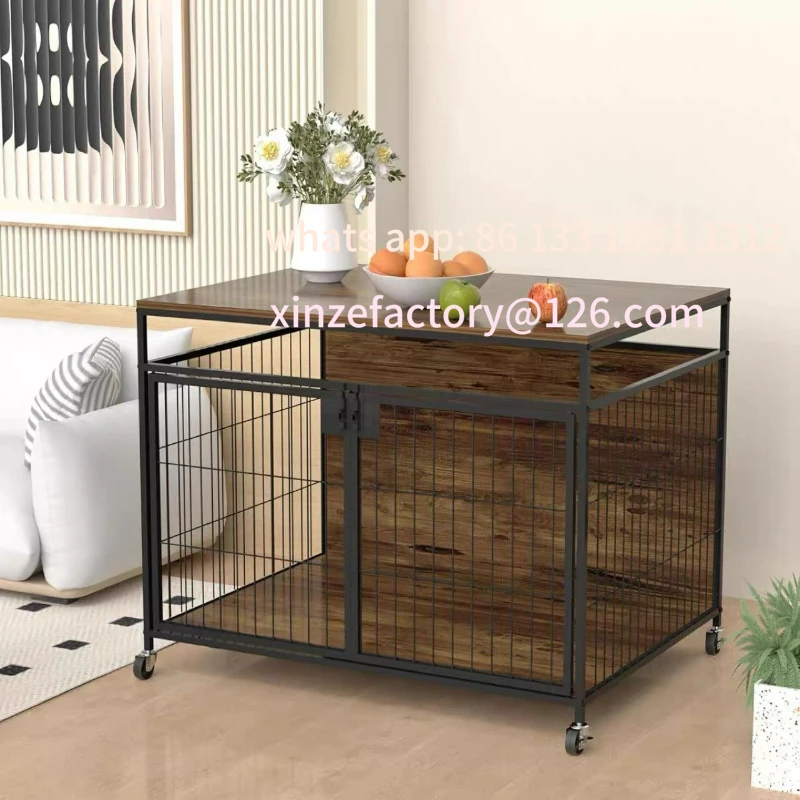 

Customizable Deluxe Ironwood Pet Cage Indoor Dog Cage, Thickened Anti-Bite, Removable