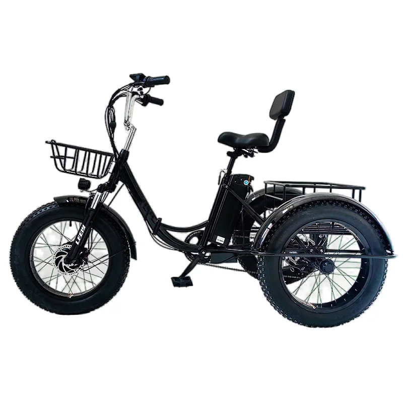 3 Wheel 20 Inch Folding Electric Tricycle Adults Cargo Fat Tire 500w 48v Fatbike Electric Bicycle For Men Removable Battery